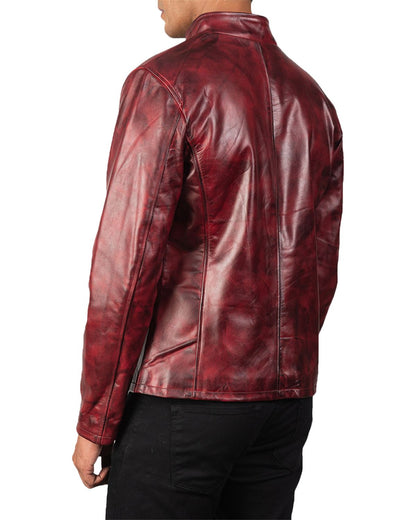 mens leather jacket disrtressed leather jackcet men motorcycle jacket for men burnt red jacket men genuine leather jacket men winter jacket men red leather jacket men