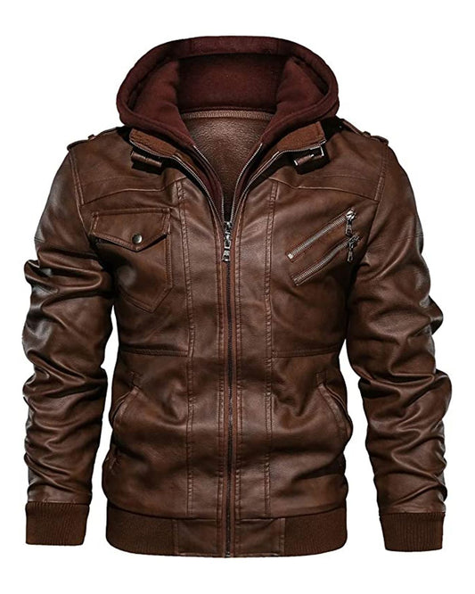 flight leather jacket men brown leather jacket men brown mens jacket winter jacket for men gift for men zip-up hoodie men mens leather hoodie 