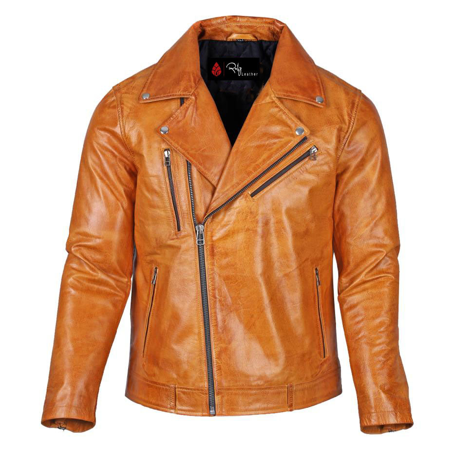 handmade genuine leather jacket brown jacket men tan jack4et cognac jacket men's biker genuine leather jacket classic men's jacket motorcycle jacket winter jacket 