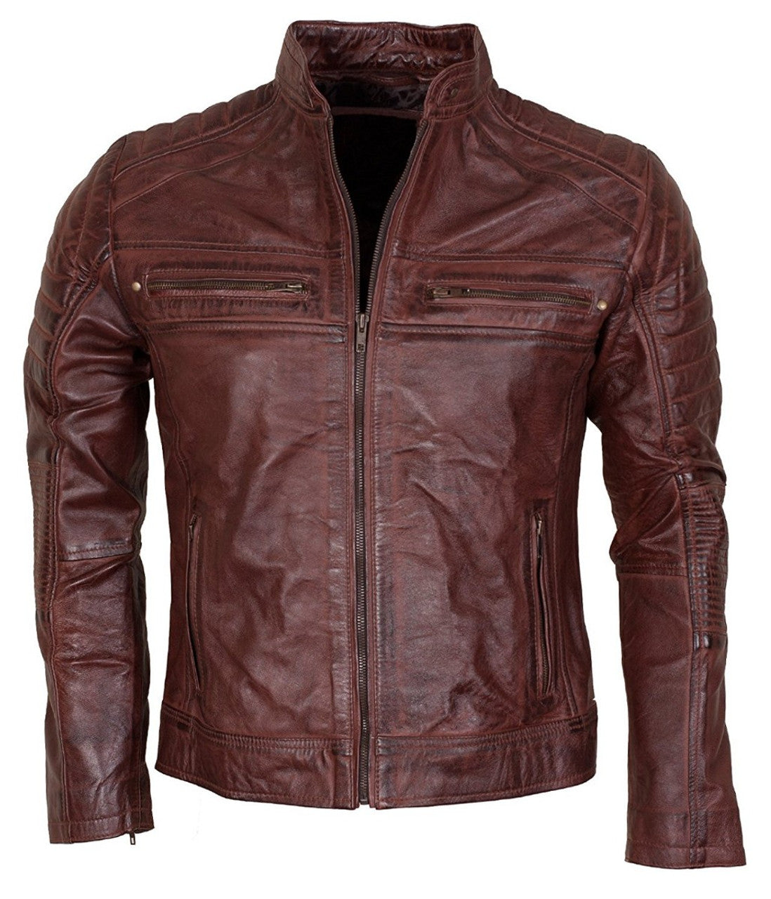 biker leather jacket men's waxed leather jacket vintage look jacket genuine leather jacket for men handmade jacket vintage winter jacket zipper jacket for men rust jacket 
