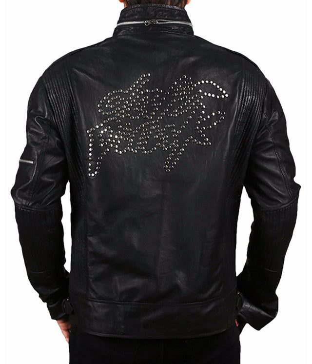 black biker leather jacket men's winter jacket daft punk jackets genuine leather jacket men stylish jacket for men black motorcycle leather jacket