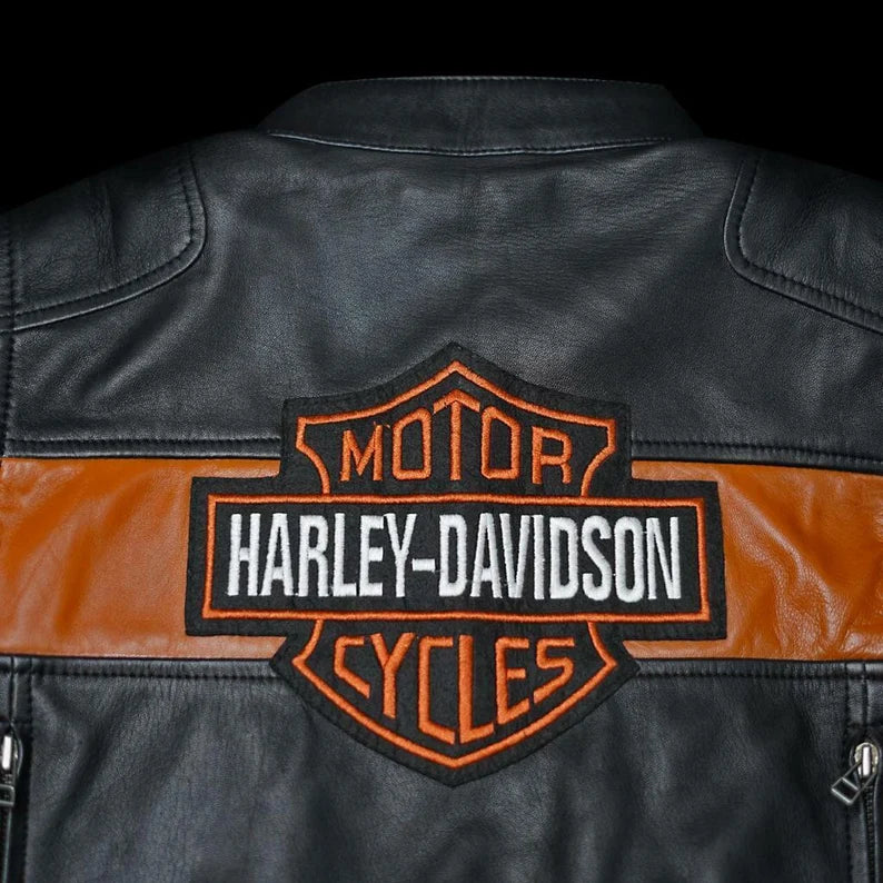 Leather biker jacket harley davidson hot sale
