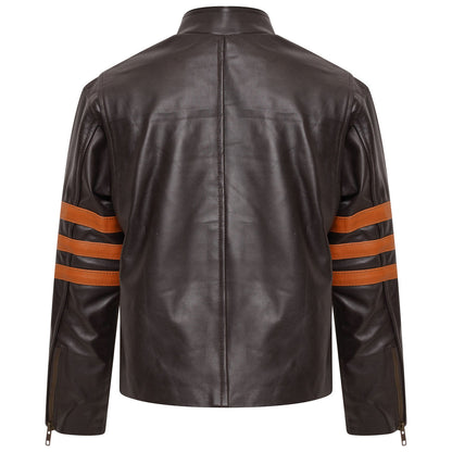 Boys Leather Jacket Brown Inspired By X-Men Wolverine