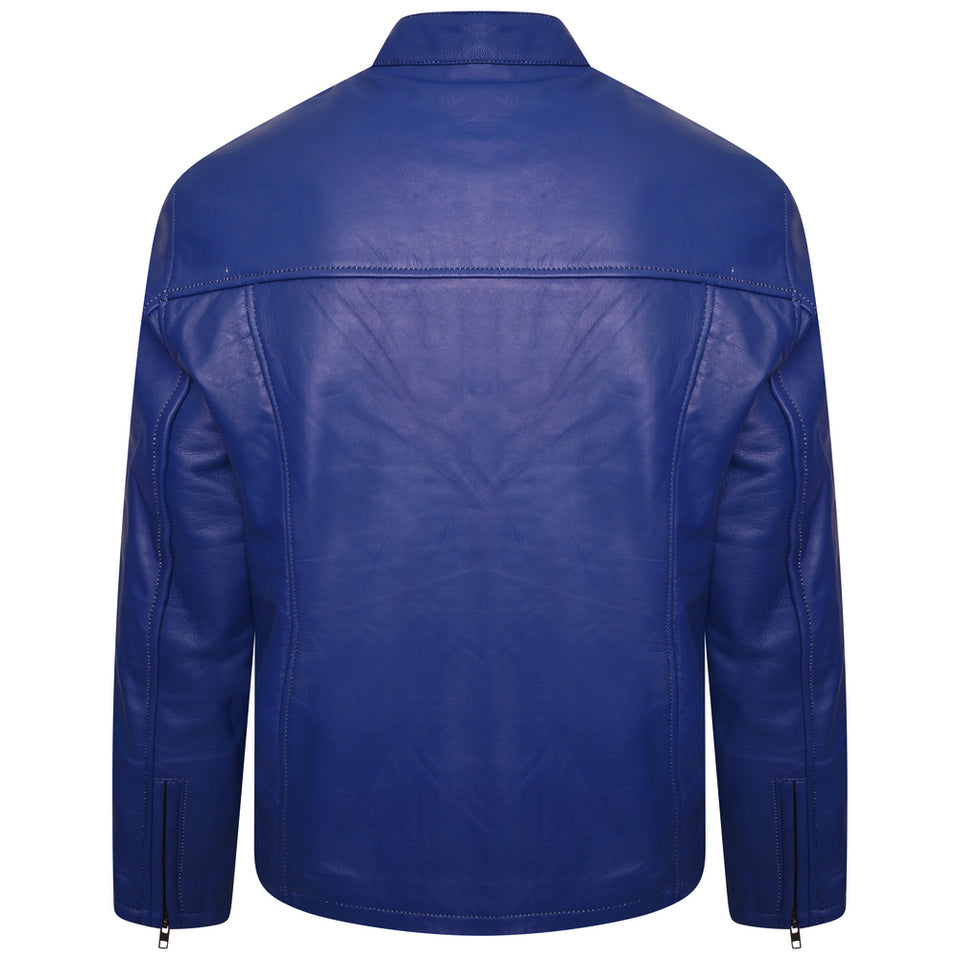 MC Queen Royal blue leather jacket men's blue genuine leather jacket handmade leather jacket blue
