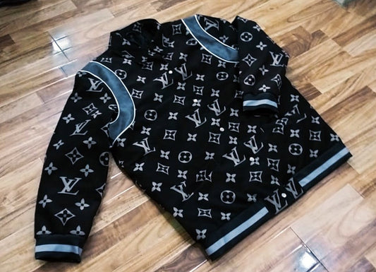 Custom-Made Louis Vuitton Inspired Velour Black Men's jacket