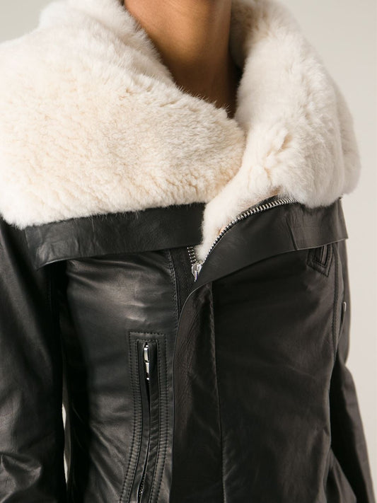 women's biker leather jacket black leather jacket genuine leather jackets and coats sheep fur jacket for ladies winter jacket for ladies warm jackets soft leather jacket 