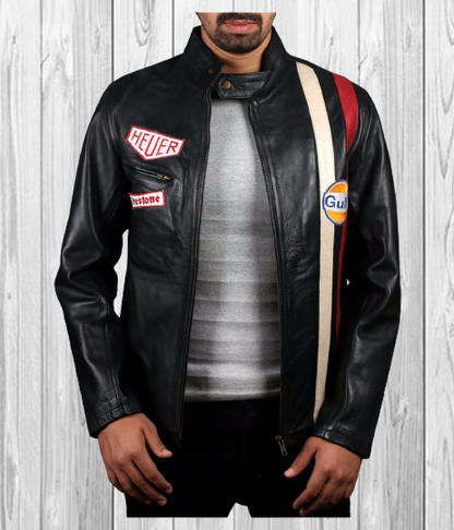 black biker leather jacket Le Mans Steve McQueen Black Leather Jacket winter jacket for men stylish black jacket genuine leather jacket celebrity leather jacketc