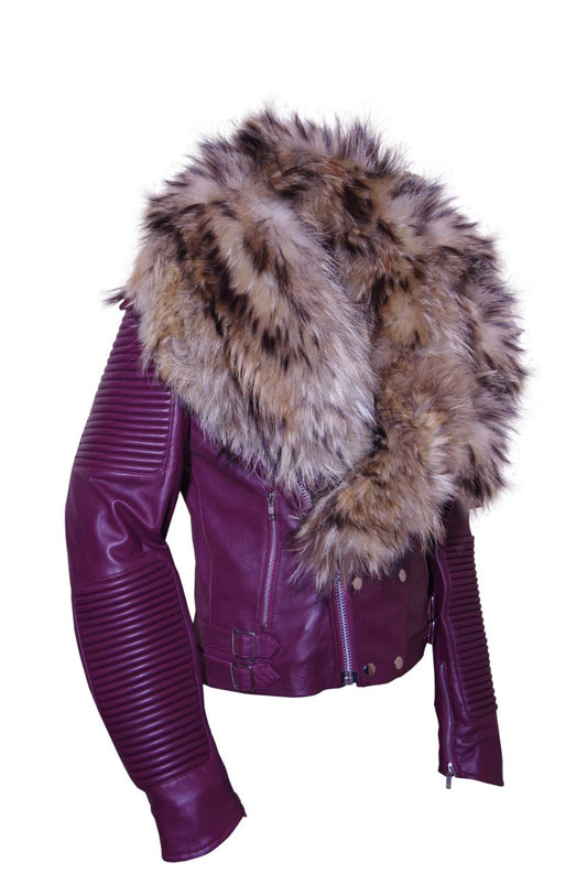 Heavy Fur Real Fox Fur Jacket For  Women's Leather Jacket