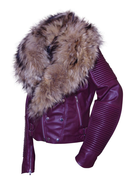 Heavy Fur Real Fox Fur Jacket For  Women's Leather Jacket