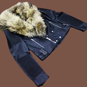 MONICA burgundy Women's Leather Jacket | Detachable Heavy Faux Collar