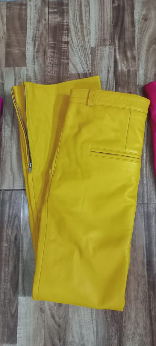 leather pant men's outfit men's pant shiny trouser men cowhide leather yellow pant red pant ankle zip pant customize pant dress pant casual pant men hot stylish sexy outfit funky outfit men
