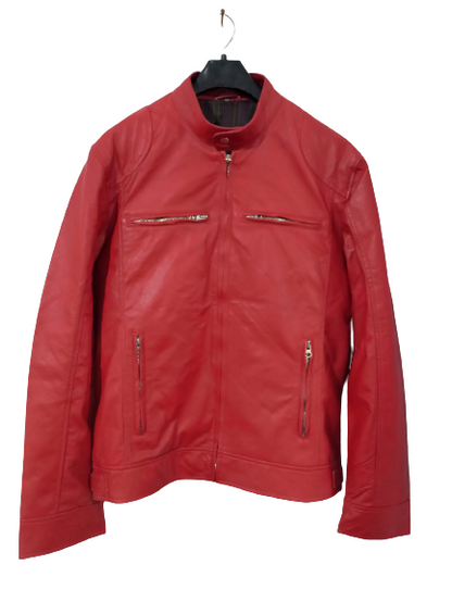 Red Leather Jacket For Men | Genuine Leather Jacket Biker Jacket