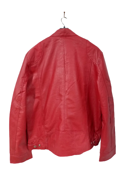 Red Leather Jacket For Men | Genuine Leather Jacket Biker Jacket